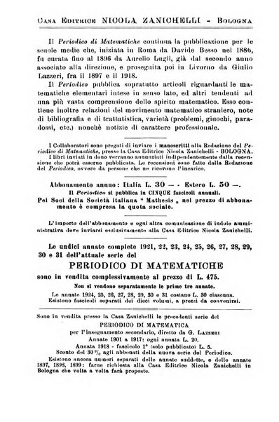 Periodico di matematiche storia, didattica, filosofia