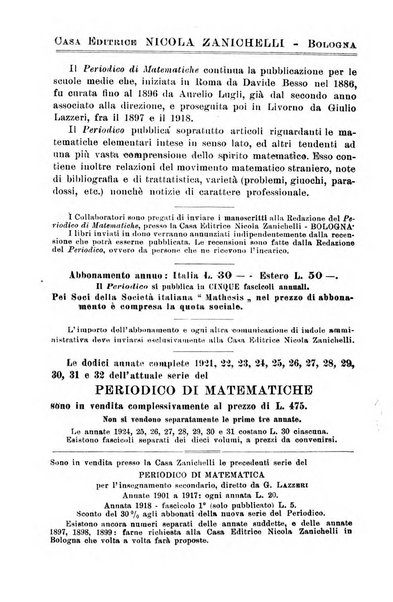 Periodico di matematiche storia, didattica, filosofia