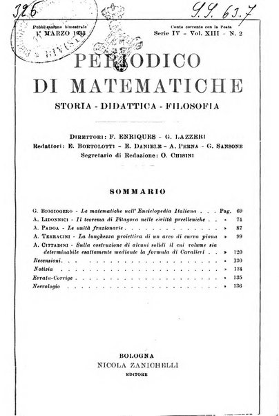 Periodico di matematiche storia, didattica, filosofia