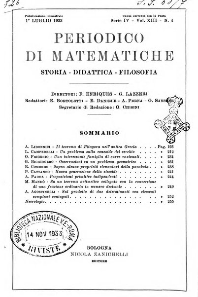 Periodico di matematiche storia, didattica, filosofia