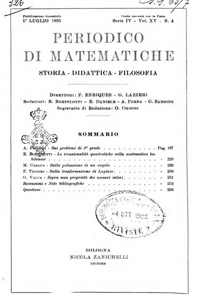 Periodico di matematiche storia, didattica, filosofia