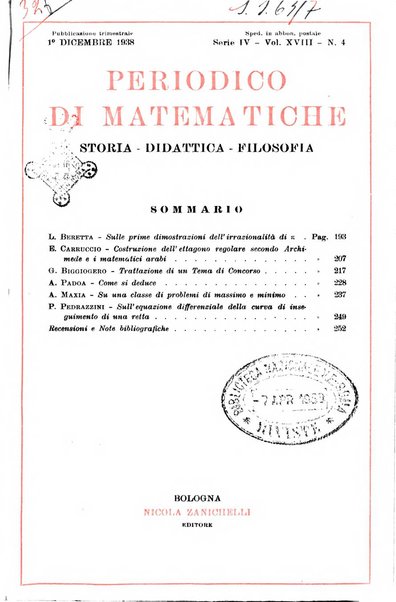 Periodico di matematiche storia, didattica, filosofia