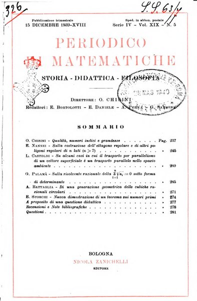 Periodico di matematiche storia, didattica, filosofia