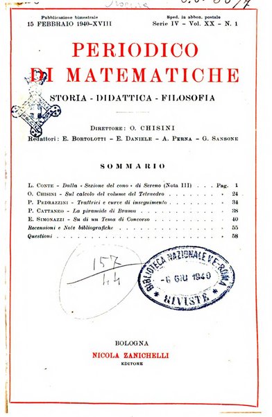 Periodico di matematiche storia, didattica, filosofia