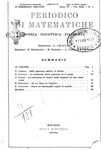 Periodico di matematiche storia, didattica, filosofia