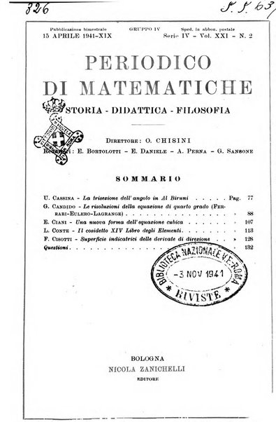 Periodico di matematiche storia, didattica, filosofia