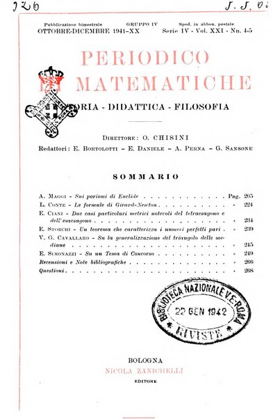 Periodico di matematiche storia, didattica, filosofia