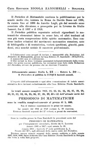 Periodico di matematiche storia, didattica, filosofia