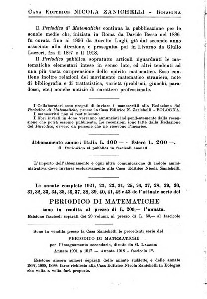 Periodico di matematiche storia, didattica, filosofia