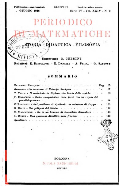 Periodico di matematiche storia, didattica, filosofia