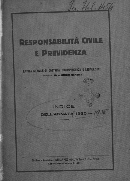 Responsabilità civile e previdenza rivista mensile di dottrina, giurisprudenza e legislazione