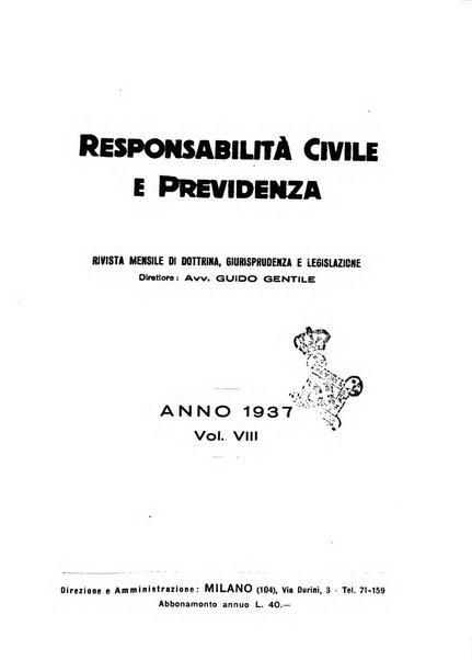 Responsabilità civile e previdenza rivista mensile di dottrina, giurisprudenza e legislazione