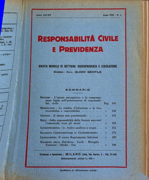 Responsabilità civile e previdenza rivista mensile di dottrina, giurisprudenza e legislazione