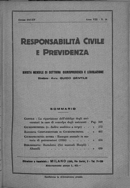 Responsabilità civile e previdenza rivista mensile di dottrina, giurisprudenza e legislazione