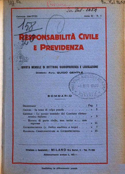 Responsabilità civile e previdenza rivista mensile di dottrina, giurisprudenza e legislazione