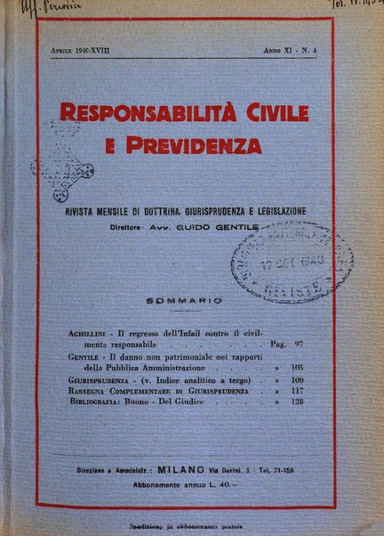 Responsabilità civile e previdenza rivista mensile di dottrina, giurisprudenza e legislazione