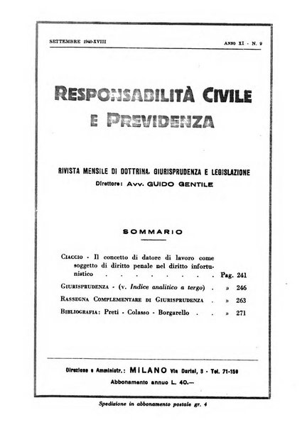 Responsabilità civile e previdenza rivista mensile di dottrina, giurisprudenza e legislazione