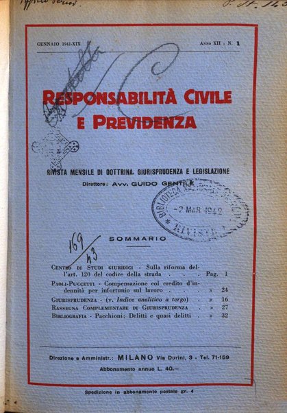 Responsabilità civile e previdenza rivista mensile di dottrina, giurisprudenza e legislazione