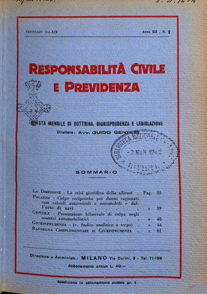 Responsabilità civile e previdenza rivista mensile di dottrina, giurisprudenza e legislazione