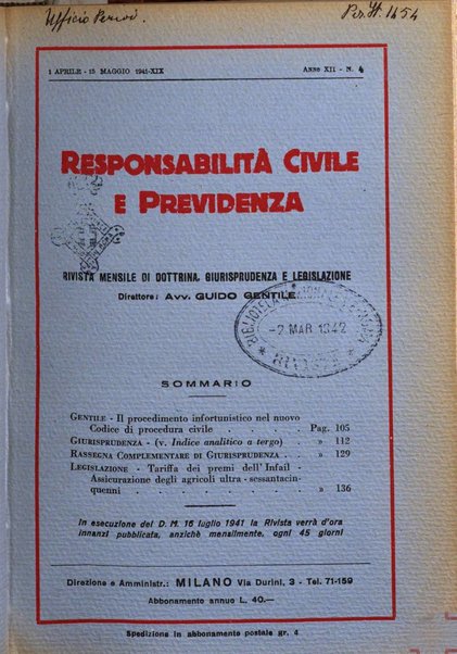 Responsabilità civile e previdenza rivista mensile di dottrina, giurisprudenza e legislazione