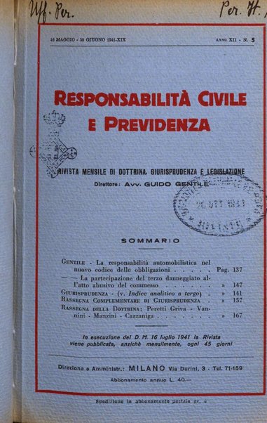 Responsabilità civile e previdenza rivista mensile di dottrina, giurisprudenza e legislazione