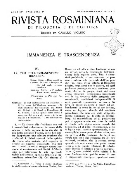 Rivista rosminiana di filosofia e di cultura