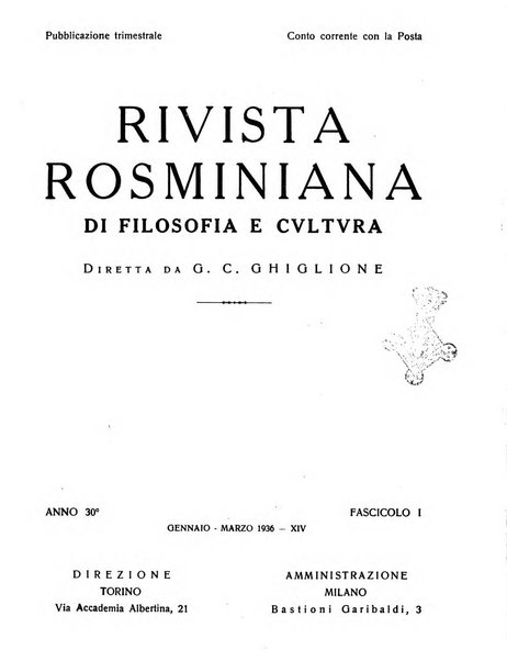 Rivista rosminiana di filosofia e di cultura