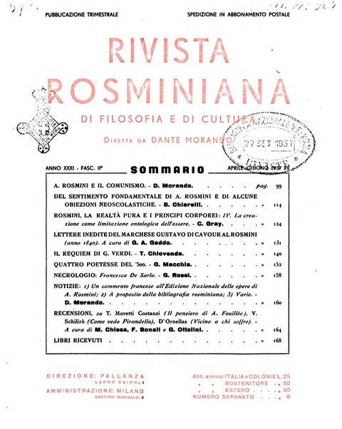 Rivista rosminiana di filosofia e di cultura