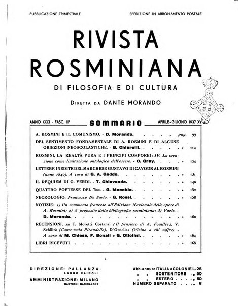 Rivista rosminiana di filosofia e di cultura