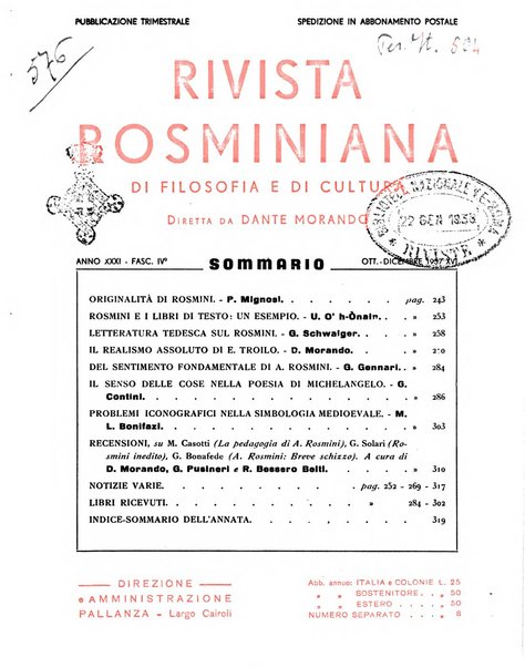 Rivista rosminiana di filosofia e di cultura