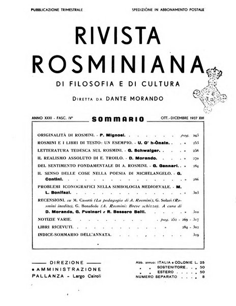 Rivista rosminiana di filosofia e di cultura