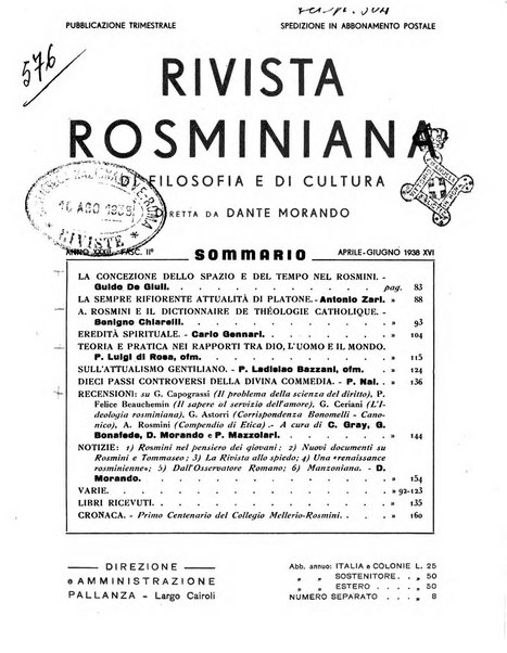 Rivista rosminiana di filosofia e di cultura