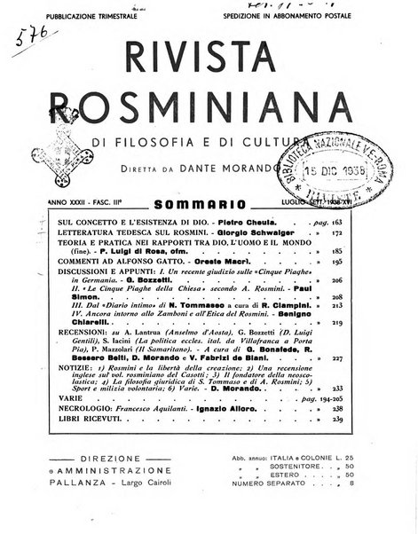 Rivista rosminiana di filosofia e di cultura