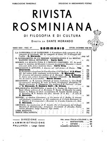 Rivista rosminiana di filosofia e di cultura