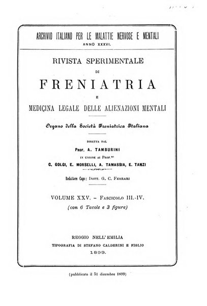 Rivista sperimentale di freniatria e medicina legale delle alienazioni mentali organo della Società freniatrica italiana