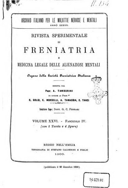 Rivista sperimentale di freniatria e medicina legale delle alienazioni mentali organo della Società freniatrica italiana