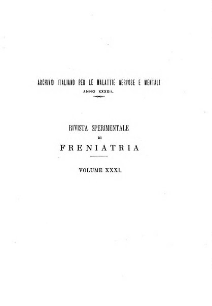 Rivista sperimentale di freniatria e medicina legale delle alienazioni mentali organo della Società freniatrica italiana