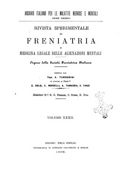 Rivista sperimentale di freniatria e medicina legale delle alienazioni mentali organo della Società freniatrica italiana