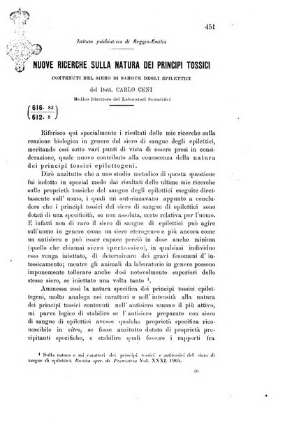 Rivista sperimentale di freniatria e medicina legale delle alienazioni mentali organo della Società freniatrica italiana