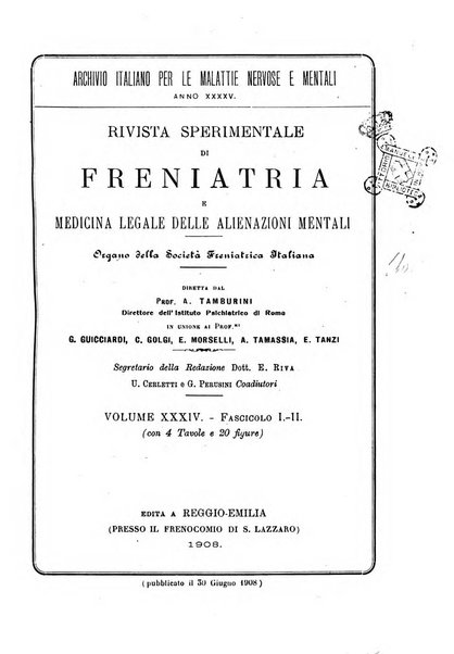 Rivista sperimentale di freniatria e medicina legale delle alienazioni mentali organo della Società freniatrica italiana