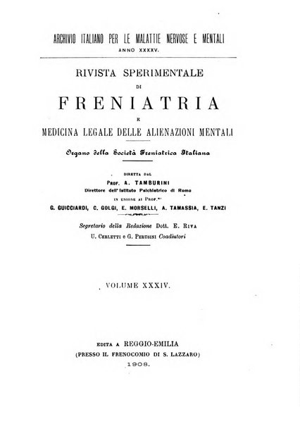 Rivista sperimentale di freniatria e medicina legale delle alienazioni mentali organo della Società freniatrica italiana