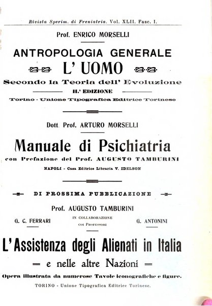 Rivista sperimentale di freniatria e medicina legale delle alienazioni mentali organo della Società freniatrica italiana