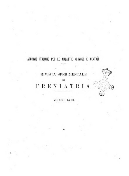 Rivista sperimentale di freniatria e medicina legale delle alienazioni mentali organo della Società freniatrica italiana