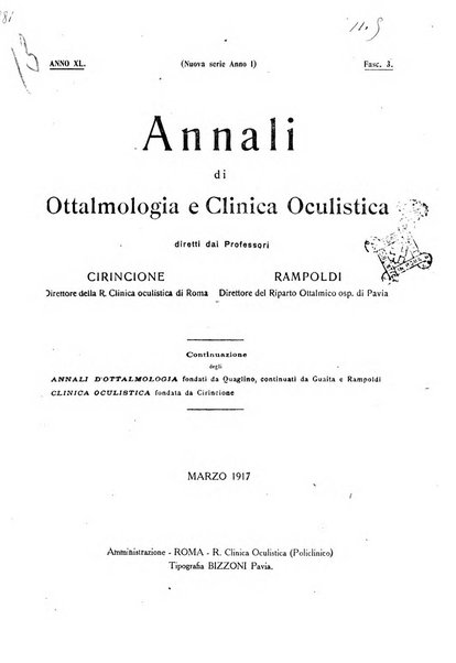 Annali di ottalmologia e clinica oculistica