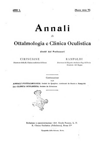 Annali di ottalmologia e clinica oculistica