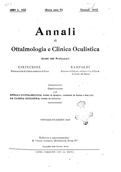 Annali di ottalmologia e clinica oculistica