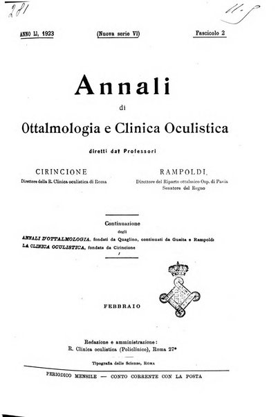 Annali di ottalmologia e clinica oculistica