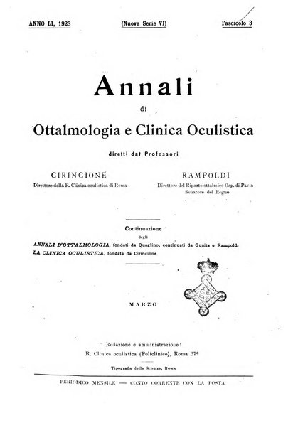 Annali di ottalmologia e clinica oculistica