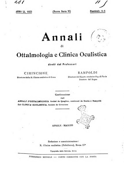 Annali di ottalmologia e clinica oculistica