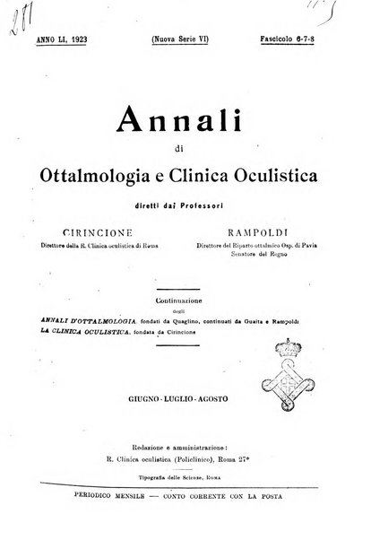 Annali di ottalmologia e clinica oculistica